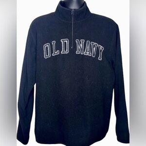 Old Navy Women’s Fleece Pullover Jacket L Black Gray 1/4 Zip Collar Long Sleeves